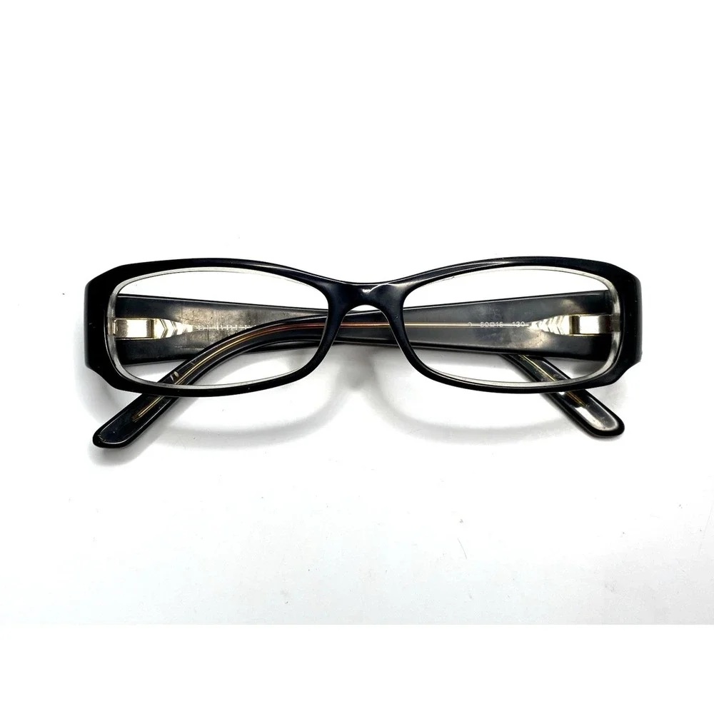 Burberry Black Clear Rectangular Glasses Wide Temple Italy 50 15 130